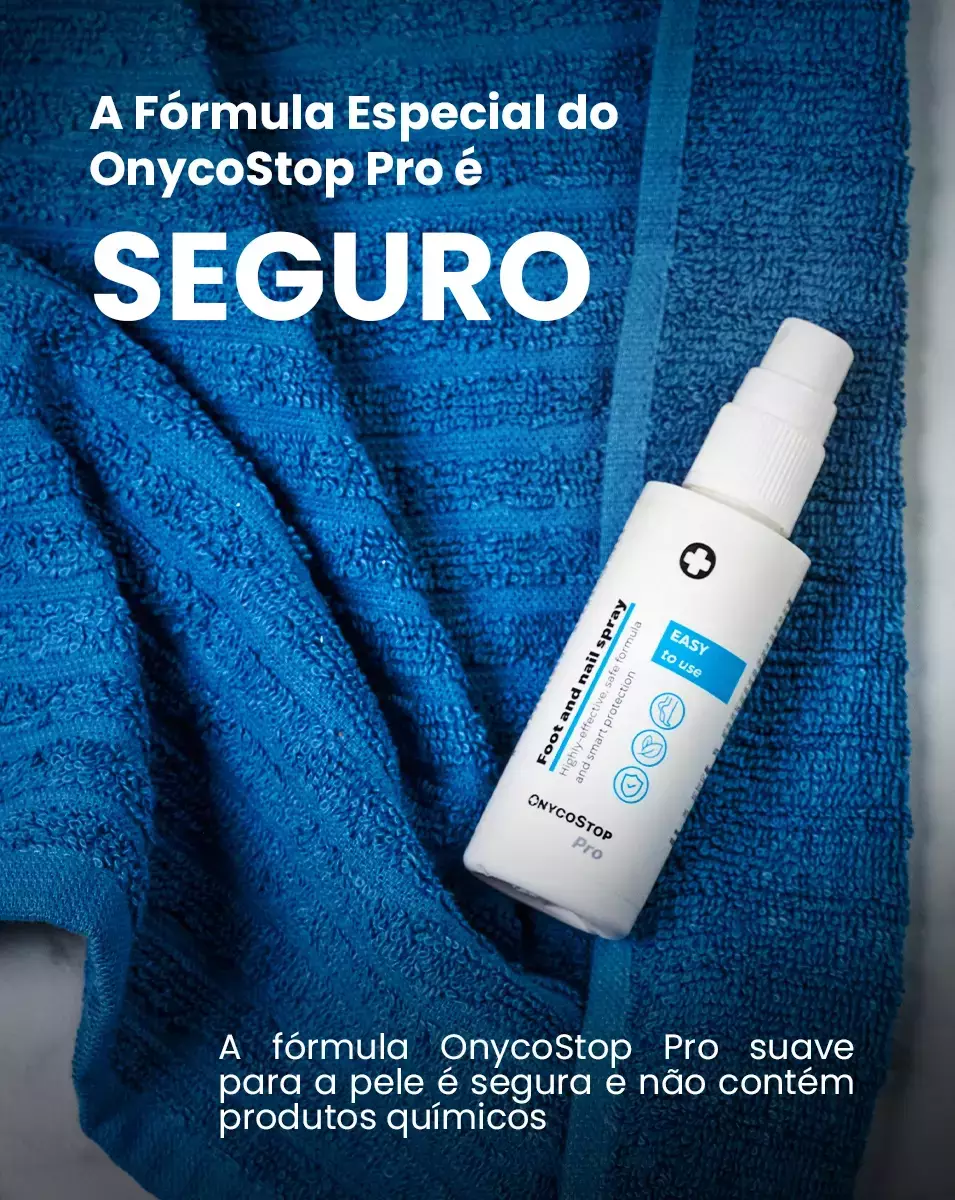 Pernas saudáveis borrifadas com o spray OnycostopPro.